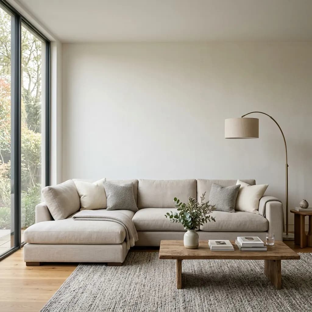 Living room with a bare, unpainted back wall